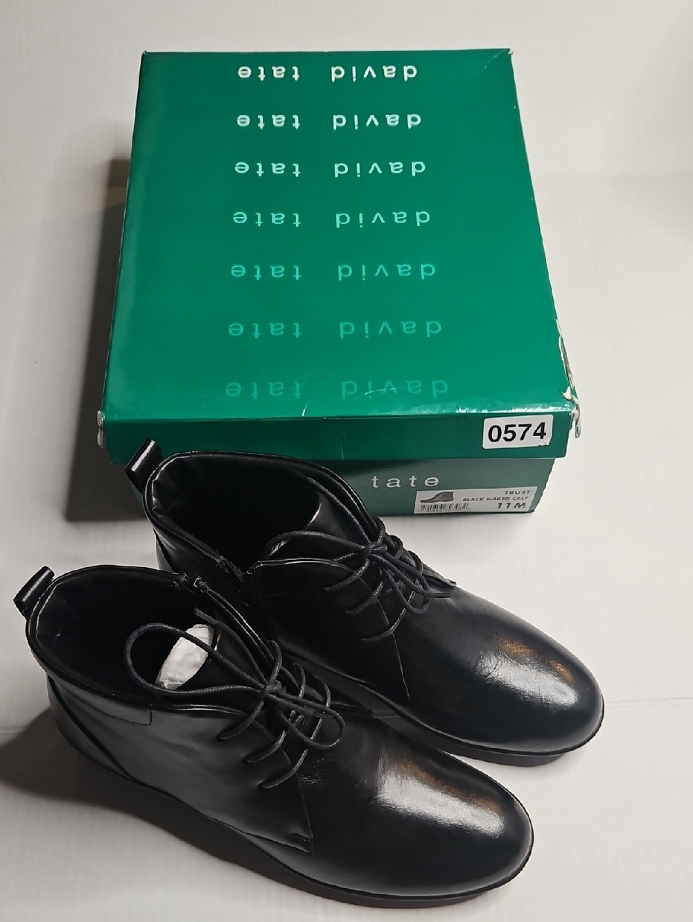 David Tate Black Leather Chukka Boots for Women